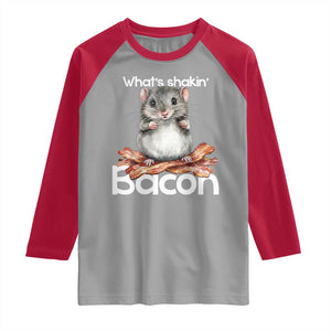 What is Shakin Bacon Funny Mouse Raglan Shirt Pun Animal Humor TS02 Sport Gray Red Print Your Wear