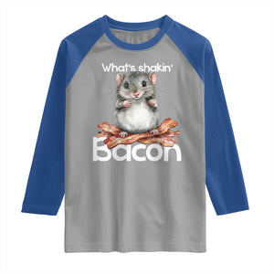 What is Shakin Bacon Funny Mouse Raglan Shirt Pun Animal Humor TS02 Sport Gray Royal Print Your Wear