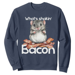 What is Shakin Bacon Funny Mouse Sweatshirt Pun Animal Humor TS02 Navy Print Your Wear