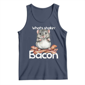 What is Shakin Bacon Funny Mouse Tank Top Pun Animal Humor TS02 Navy Print Your Wear