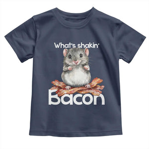 What is Shakin Bacon Funny Mouse Toddler T Shirt Pun Animal Humor TS02 Navy Print Your Wear