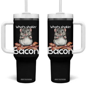 What is Shakin Bacon Funny Mouse Tumbler With Handle Pun Animal Humor TS02 One Size: 40 oz Black Print Your Wear