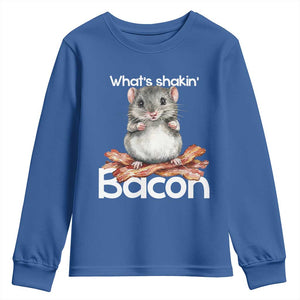 What is Shakin Bacon Funny Mouse Youth Sweatshirt Pun Animal Humor TS02 Royal Blue Print Your Wear
