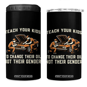 Teach Your Kids To Change Their Oil 4 in 1 Can Cooler Tumbler Not Their Gender Dad and Son Father's Day TS02 One Size: 16 oz Black Print Your Wear