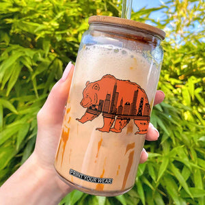 Chicago Skyline Bear Glass Can Windy City Pride True Lover Sports Fan TS02 Navy Print Your Wear