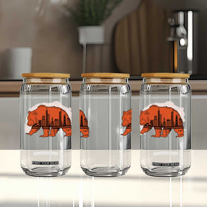 Chicago Skyline Bear Glass Can Windy City Pride True Lover Sports Fan TS02 Print Your Wear