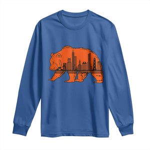 Chicago Skyline Bear Long Sleeve Shirt Windy City Pride True Lover Sports Fan TS02 Royal Blue Print Your Wear
