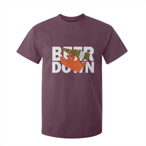 Funny Drinking Bear Beer Down T Shirt For Kid Tailgate Gift for Football Fans TS02 Maroon Print Your Wear