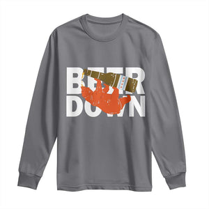Funny Drinking Bear Beer Down Long Sleeve Shirt Tailgate Gift for Football Fans TS02 Charcoal Print Your Wear