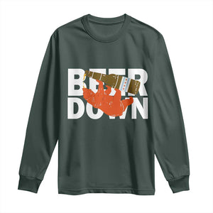 Funny Drinking Bear Beer Down Long Sleeve Shirt Tailgate Gift for Football Fans TS02 Dark Forest Green Print Your Wear