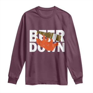Funny Drinking Bear Beer Down Long Sleeve Shirt Tailgate Gift for Football Fans TS02 Maroon Print Your Wear