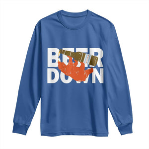 Funny Drinking Bear Beer Down Long Sleeve Shirt Tailgate Gift for Football Fans TS02 Royal Blue Print Your Wear