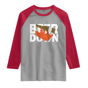 Funny Drinking Bear Beer Down Raglan Shirt Tailgate Gift for Football Fans TS02 Sport Gray Red Print Your Wear