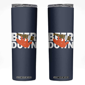 Funny Drinking Bear Beer Down Skinny Tumbler Tailgate Gift for Football Fans TS02 Navy Print Your Wear