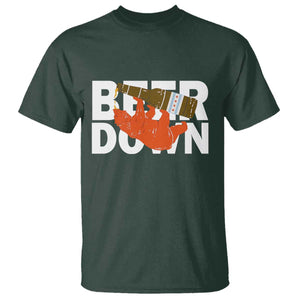 Funny Drinking Bear Beer Down T Shirt Tailgate Gift for Football Fans TS02 Dark Forest Green Print Your Wear