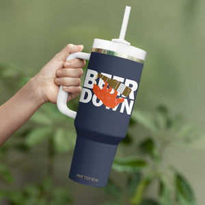 Funny Drinking Bear Beer Down Tumbler With Handle Tailgate Gift for Football Fans TS02 Print Your Wear
