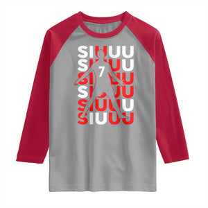 Siuuuu Celebration Number 7 Seven Soccer Fans Raglan Shirt TS02 Sport Gray Red Print Your Wear