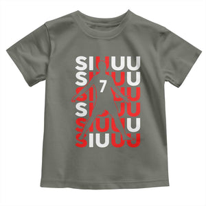 Siuuuu Celebration Number 7 Seven Soccer Fans Toddler T Shirt TS02 Military Green Print Your Wear