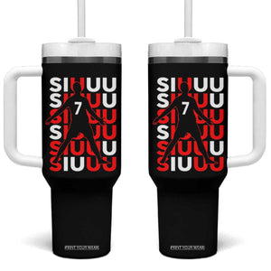Siuuuu Celebration Number 7 Seven Soccer Fans Tumbler With Handle TS02 One Size: 40 oz Black Print Your Wear