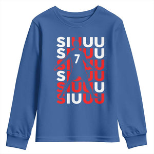 Siuuuu Celebration Number 7 Seven Soccer Fans Youth Sweatshirt TS02 Royal Blue Print Your Wear