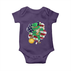 Cute St Patricks Day Baby Onesie Dabbing Leperchaun American Flag Shamrock TS02 Purple Print Your Wear