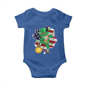Cute St Patricks Day Baby Onesie Dabbing Leperchaun American Flag Shamrock TS02 Royal Blue Print Your Wear