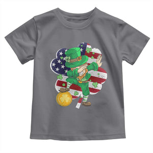 Cute St Patricks Day Toddler T Shirt Dabbing Leperchaun American Flag Shamrock TS02 Charcoal Print Your Wear