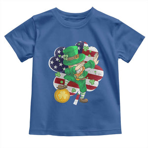 Cute St Patricks Day Toddler T Shirt Dabbing Leperchaun American Flag Shamrock TS02 Royal Blue Print Your Wear