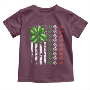 Funny St Patricks Day Toddler T Shirt Shamrock American Flag TS02 Maroon Print Your Wear