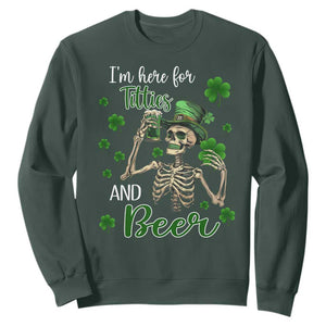 Funny St. Patricks Day Drinking Sweatshirt I'm Here For Titties And Beer TS02 Dark Forest Green Printyourwear