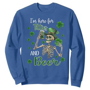 Funny St. Patricks Day Drinking Sweatshirt I'm Here For Titties And Beer TS02 Royal Blue Printyourwear