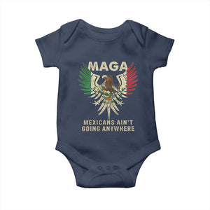 Mexicans Ain't Going Anywhere Baby Onesie Eagle Mexico Flag Retro Vintage TS02 Navy Print Your Wear