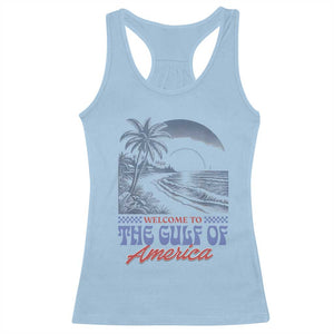 Welcome To America's Gulf Racerback Tank Top Retro Vintage Beach TS02 Light Blue Print Your Wear