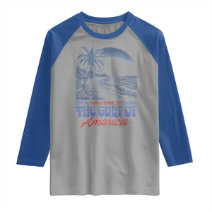 Welcome To America's Gulf Raglan Shirt Retro Vintage Beach TS02 Sport Gray Royal Print Your Wear