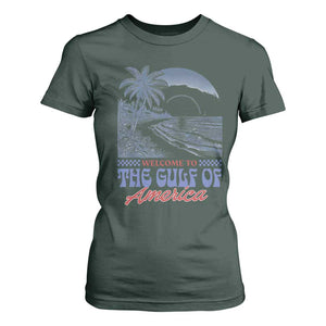 Welcome To America's Gulf T Shirt For Women Retro Vintage Beach TS02 Dark Forest Green Print Your Wear