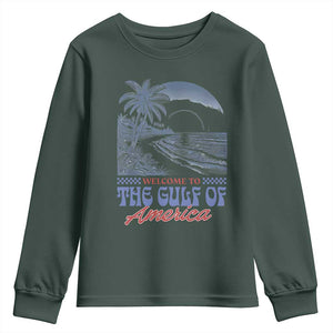 Welcome To America's Gulf Youth Sweatshirt Retro Vintage Beach TS02 Dark Forest Green Print Your Wear