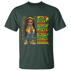 I Am Black Child T Shirt Locd Girl African American Pride Black History Month TS02 Dark Forest Green Print Your Wear
