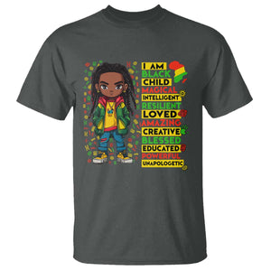 I Am Black Child T Shirt Locd Boy African American Pride Black History Month TS02 Dark Heather Print Your Wear