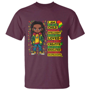 I Am Black Child T Shirt Locd Boy African American Pride Black History Month TS02 Maroon Print Your Wear