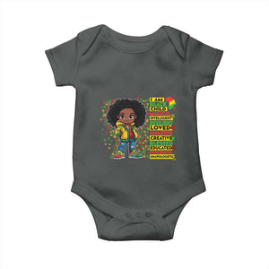 I Am Black Child Baby Onesie Afro Girl African American Pride Black History Month TS02 Dark Heather Print Your Wear