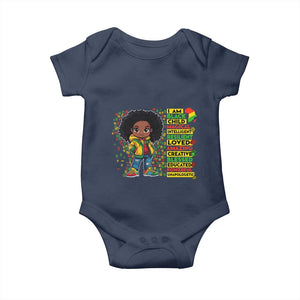 I Am Black Child Baby Onesie Afro Girl African American Pride Black History Month TS02 Navy Print Your Wear