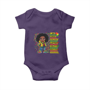 I Am Black Child Baby Onesie Afro Girl African American Pride Black History Month TS02 Purple Print Your Wear