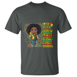 I Am Black Child T Shirt Afro Girl African American Pride Black History Month TS02 Dark Heather Print Your Wear
