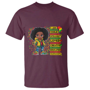 I Am Black Child T Shirt Afro Girl African American Pride Black History Month TS02 Maroon Print Your Wear