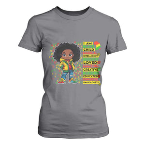 I Am Black Child T Shirt For Women Afro Girl African American Pride Black History Month TS02 Charcoal Print Your Wear