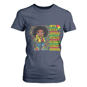 I Am Black Child T Shirt For Women Afro Girl African American Pride Black History Month TS02 Navy Print Your Wear