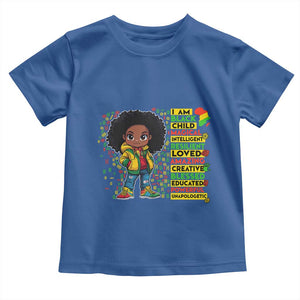 I Am Black Child Toddler T Shirt Afro Girl African American Pride Black History Month TS02 Royal Blue Print Your Wear