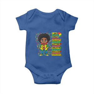 I Am Black Child Baby Onesie Afro Boy African American Pride Black History Month TS02 Royal Blue Print Your Wear