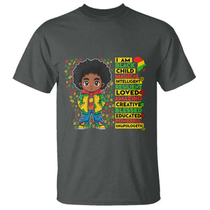 I Am Black Child T Shirt Afro Boy African American Pride Black History Month TS02 Dark Heather Print Your Wear