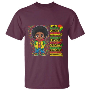 I Am Black Child T Shirt Afro Boy African American Pride Black History Month TS02 Maroon Print Your Wear